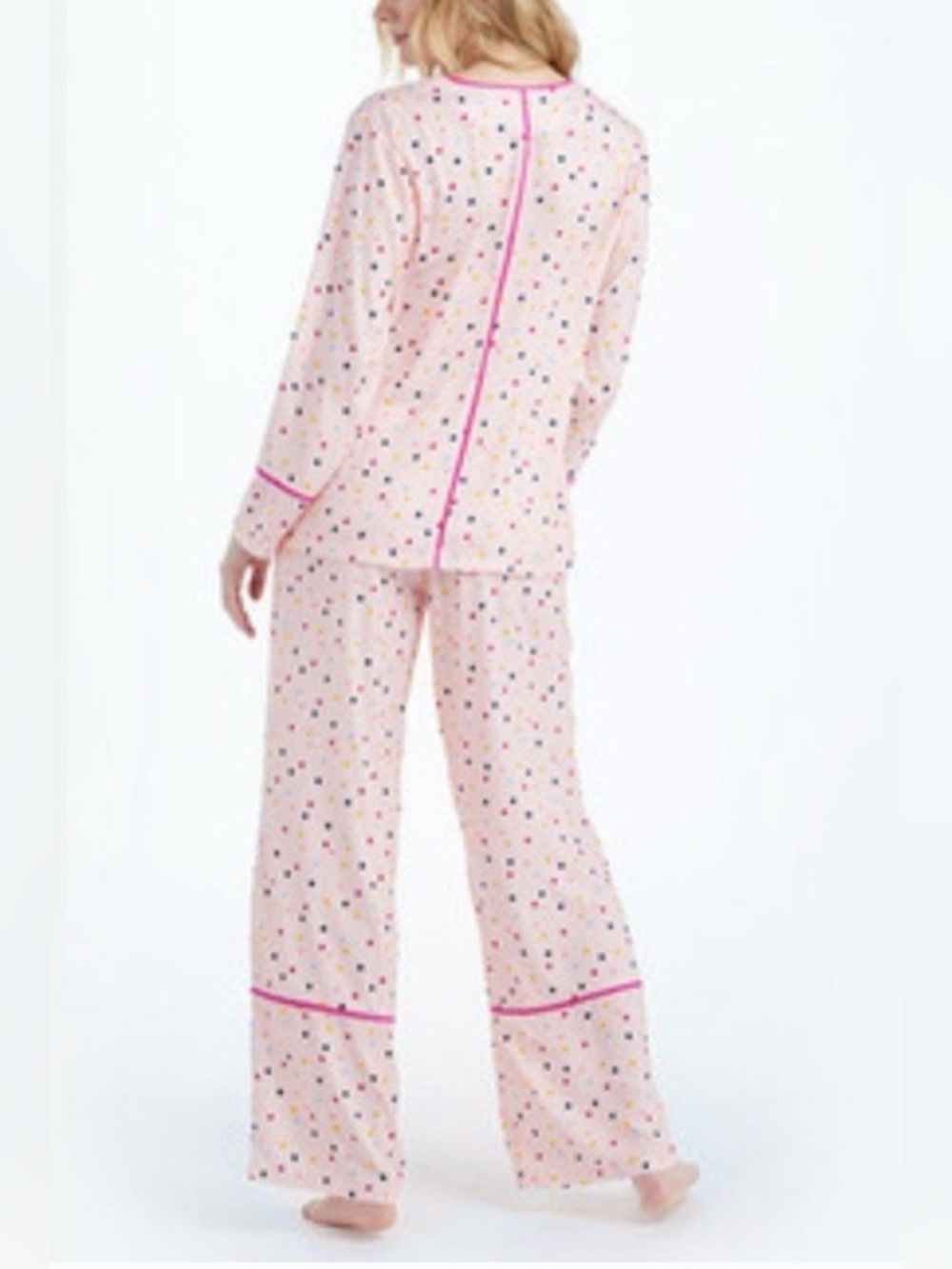 Summersalt Cloud 9 Confetti Pajama Set Pink Polka Dot Button Front 1X